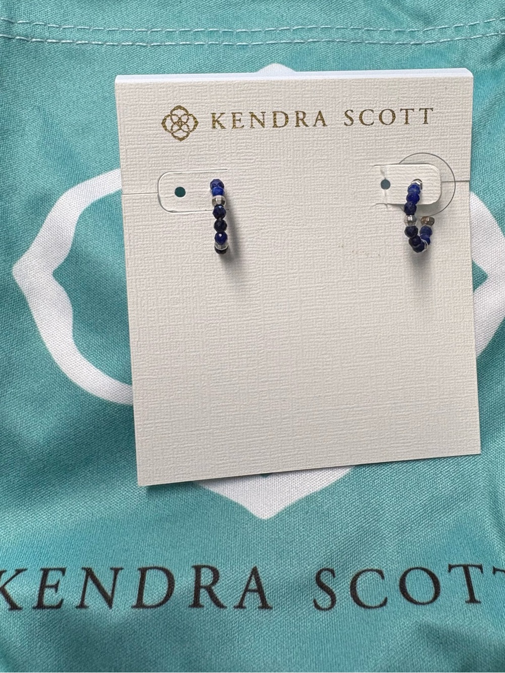 Kendra Scott Navy Blue Beaded Huggie Earrings